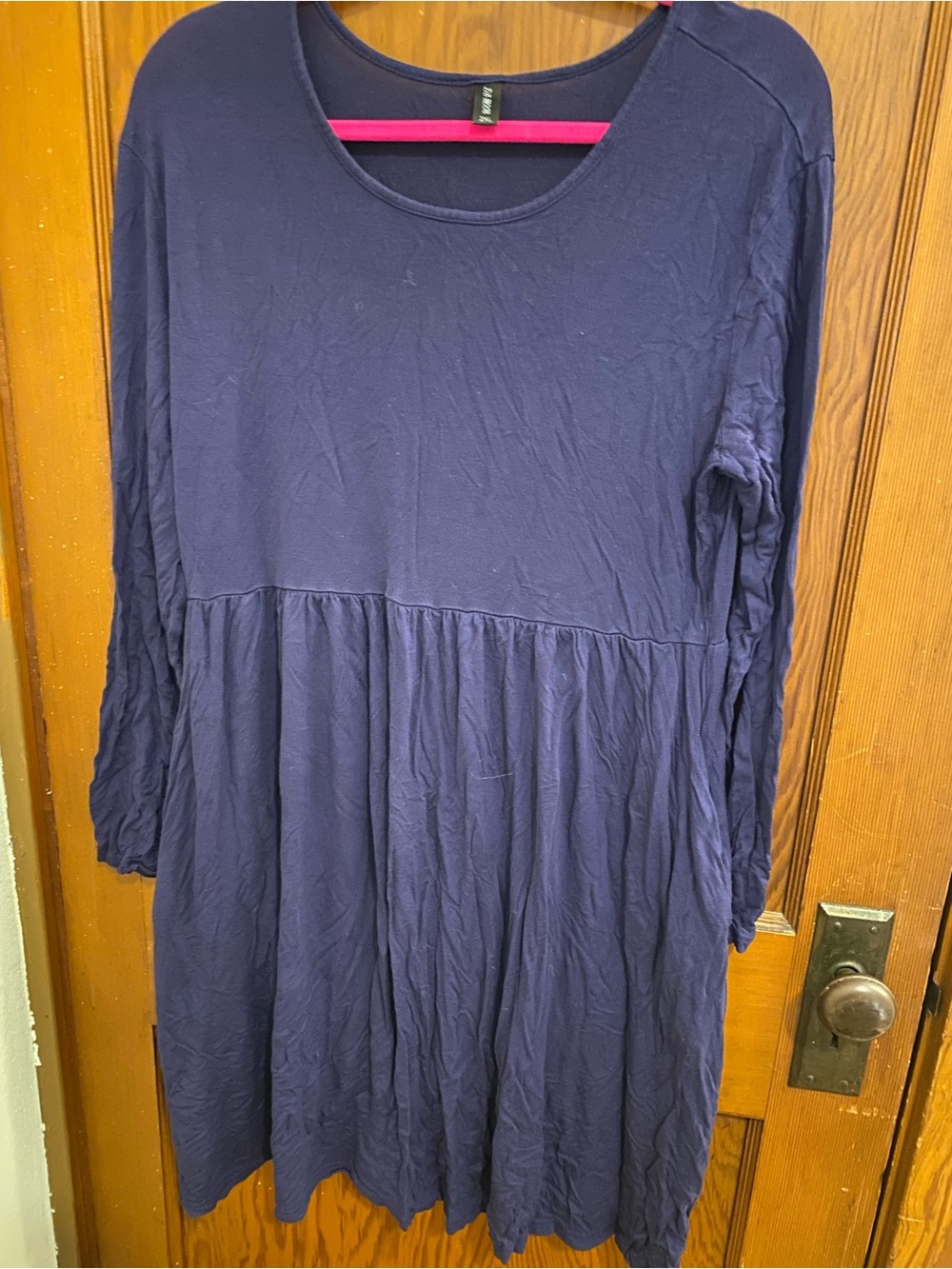 Divided Navy Long-Sleeve Babydoll Dress
